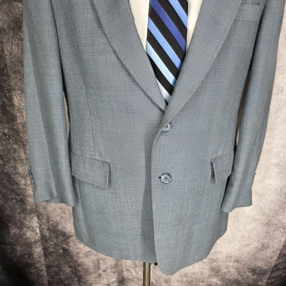 Hart Schaffner‎ Marx Blazer Mens 42 Blue Sports Coat Jacket 2 Buttons Glenplaid